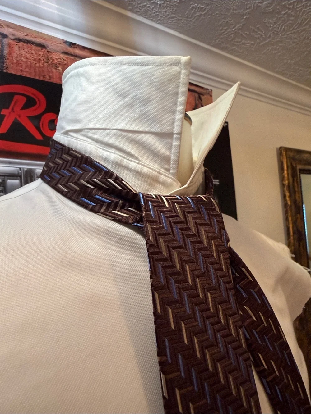 Michael Kors Brown and Blue Patterned Men's Tie